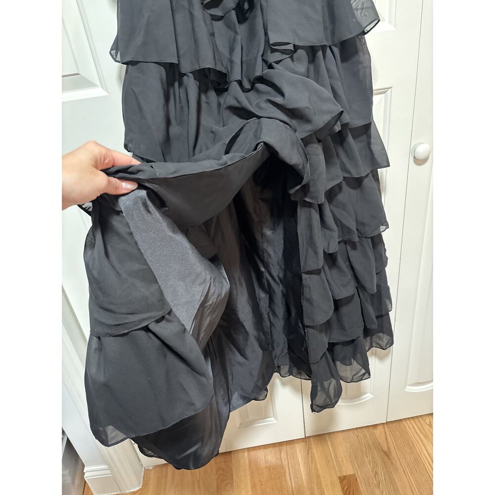 Weinaze Black Strapless Tiered Ruffle Evening Dress - Picture 8 of 11